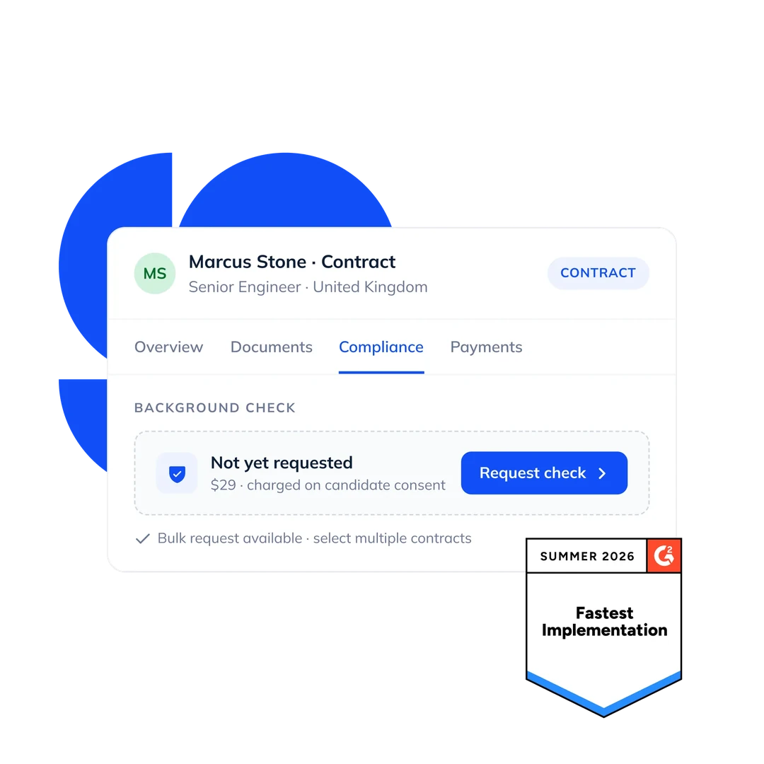 Requesting a background check from a contract page in RemotePass