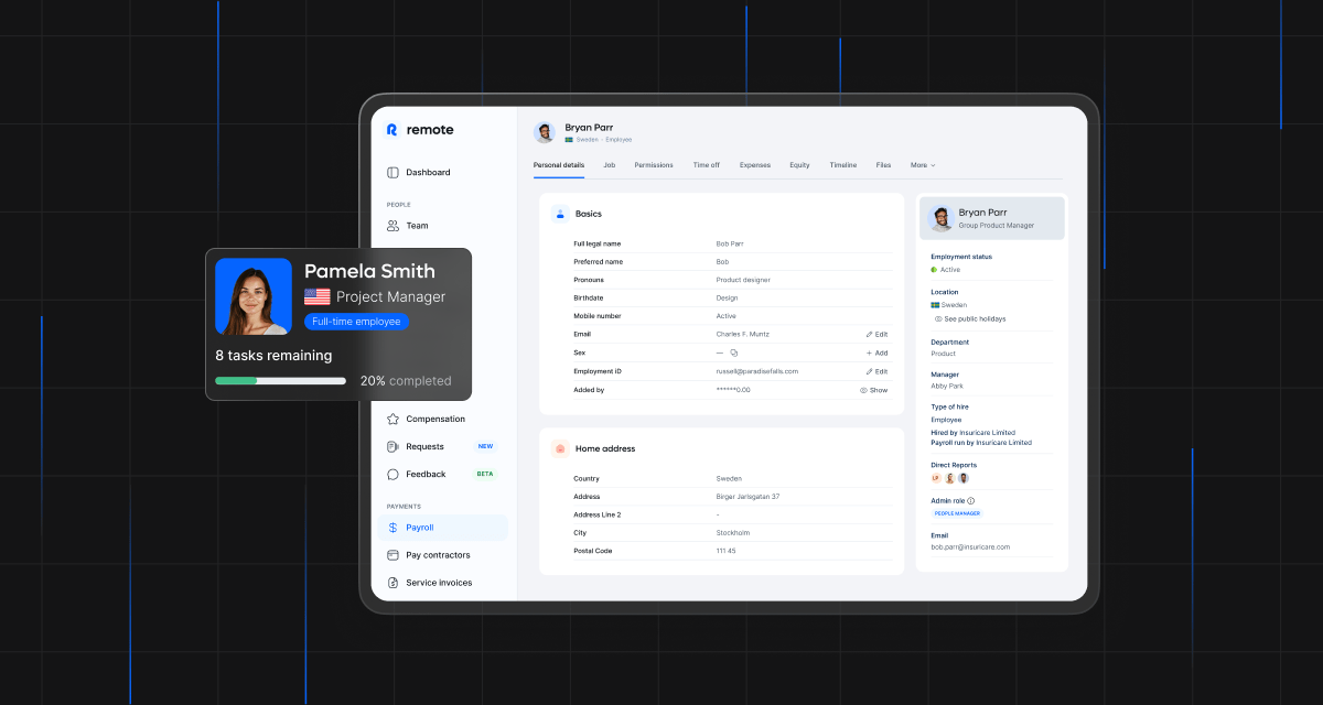 Employer of Record services Remote employee dashboard